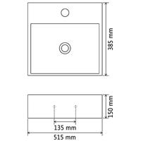 VidaXL Wastafel met kraangat 51,5x38,5x15 cm keramiek zwart - thumbnail