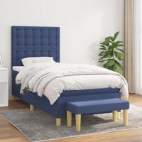 Boxspring met matras stof blauw 90x190 cm - thumbnail
