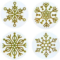 Etiket | Cadeauetiket | papier | IJskristallen | ∅45mm | wit/goud | rol à 500 stuks - thumbnail