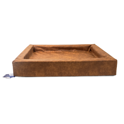 Let's Sleep Comfy Cushion Hondenkussen, hondenmand, verhoogde rand, schuim, 100 x 85 x 15 cm, XL, cognac
