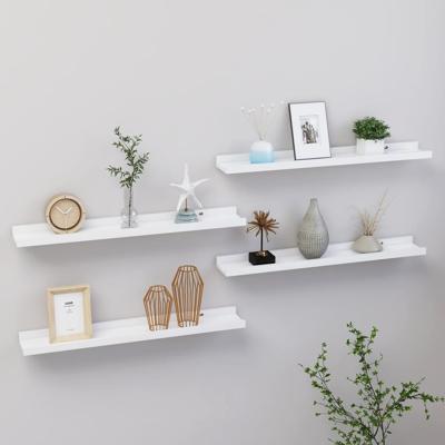 Wandschappen 4 st 60x9x3 cm wit Wandschappen 4 st 60x9x3 cm wit