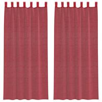 Gordijnen voile met roedezakken 2 st wijnrood - thumbnail