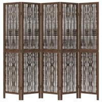 Kamerscherm met 5 panelen massief paulowniahout donkerbruin - thumbnail