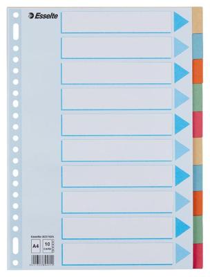 Tabbladen esselte premium a4 10dlg karton 23r ass | 25 stuks