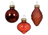 Kerstballen mini dia3cm glas rood 9dlg - thumbnail