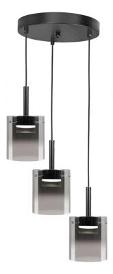 Highlight 3-lichts hanglampSalerno zwart met smoke glas - H5428.01