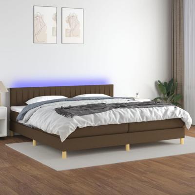 Boxspring met matras en LED stof donkerbruin 200x200 cm