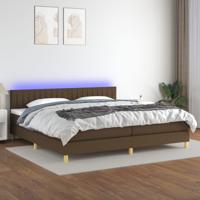Boxspring met matras en LED stof donkerbruin 200x200 cm - thumbnail