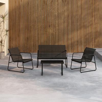 Nohr Loungeset 'Karilynn' Met bank, 2 loungestoelen en tafel, kleur Zwart