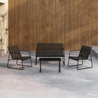 Nohr Loungeset 'Karilynn' Met bank, 2 loungestoelen en tafel, kleur Zwart - thumbnail