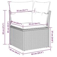 10-delige Loungeset met kussens poly rattan grijs - thumbnail