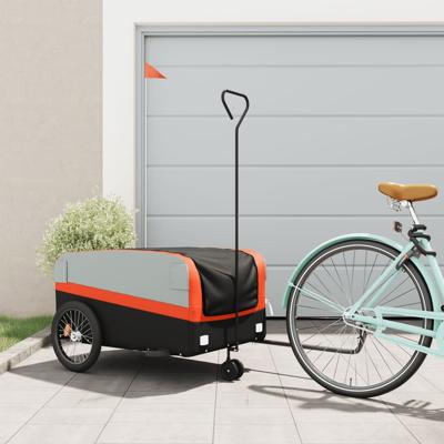 Fietstrailer 45 kg ijzer zwart en oranje