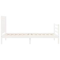 Bedframe met hoofdbord massief hout wit - thumbnail