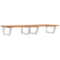 Badkamer wandschap staal en massief acaciahout - thumbnail