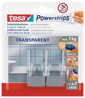 tesa POWERSTRIPS® Zelfklevende haak Large Transparant, Chroom Inhoud: 2 stuk(s) - thumbnail