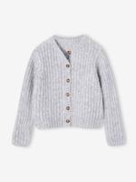 Wijd vest van schuimbreiwerk meisjes gemêleerd grijs - thumbnail