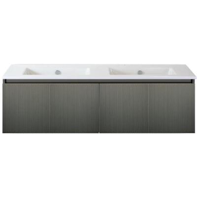 Frozen 3D Badmeubelset 140 cm - Greeplijst in Kleur - Petrol Mat - Keramische Wastafel Wit Zonder Kraangat