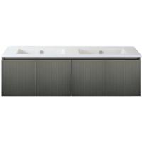 Frozen 3D Badmeubelset 140 cm - Greeplijst in Kleur - Petrol Mat - Keramische Wastafel Wit Zonder Kraangat - thumbnail