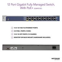 NETGEAR 12-poorts Gigabit Ethernet volledig beheerbare PoE-switch (GSM7212F) - met 4 PoE-poorten @ 150 W, 12 1 Gigabit SFP-poorten (gedeeld), desktop/rack, levenslange ProSAFE en M4100-serie - thumbnail