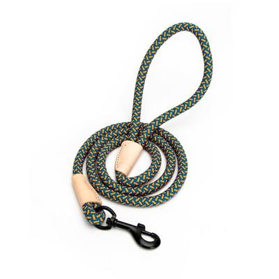 Nobleza Hondenriem rond - Beige / blauw polyester met leer - Lengte 130 cm