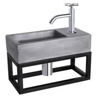 Differnz Differnz Ravo fonteinset beton donkergrijs - kraan kruis - met handdoekrek chroom - thumbnail