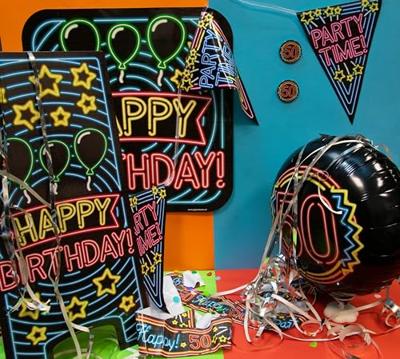 Party Vlaggenlijn Neon 25 Jaar - 10 Meter - thumbnail
