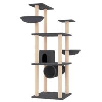 VidaXL Kattenmeubel met sisal krabpalen 141 cm donkergrijs - thumbnail