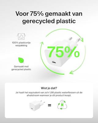 Oplader Belkin WCA012KQ1MWH-B6 Wit 25 W