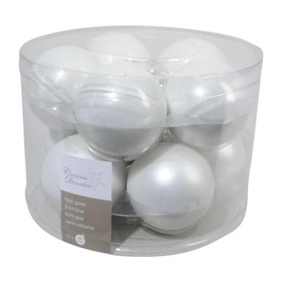 10 kerstballen winterwit emaille 60 mm KSD - Ksd