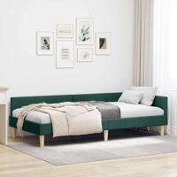 Hoek Bed Frame Donkergroen 90 x 190 cm Stof en Geengineerd Hout - thumbnail