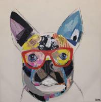 Schilderij - Handgeschilderd - Boston Terrier 80x80cm - thumbnail