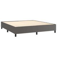 Boxspring met matras kunstleer grijs 140x190 cm - thumbnail