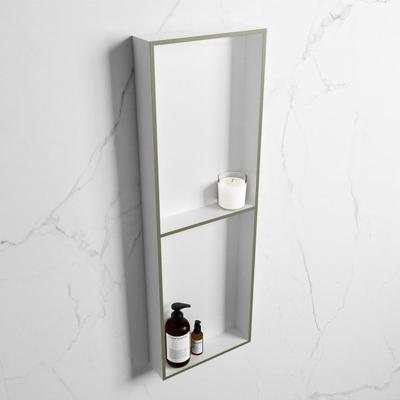 MONDIAZ EASY Nis 149,5x29,5cm in solid surface kleur Army | Talc. 2 vakken geschikt voor in- of opbouw