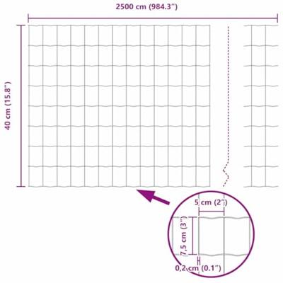 VidaXL Euro hek groen 0,4 x 25 m pvc-gecoat ijzer