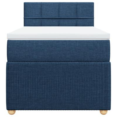 Boxspring met matras stof blauw 90x190 cm - thumbnail
