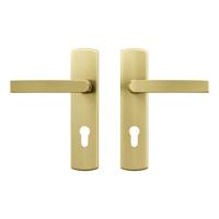 AXA AXA Curve klik deurkruk Blok op schild profielcilindergat 72mm - aluminium/goud - thumbnail