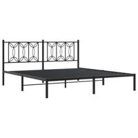 Bedframe met hoofdbord metaal zwart 183x213 cm - thumbnail
