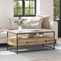 Salontafel met lade artisanaal eikenkleurig 100 x 51 x 45 cm - thumbnail