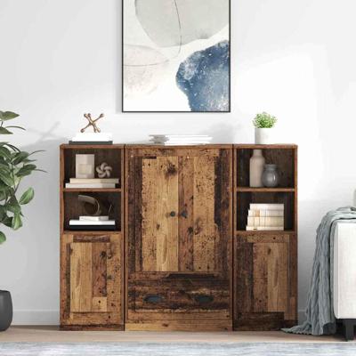 Hoge kast met lade 3 pcs Oud Hout Bewerkt hout