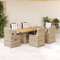 7-delige Tuinset met kussens poly rattan beige - thumbnail