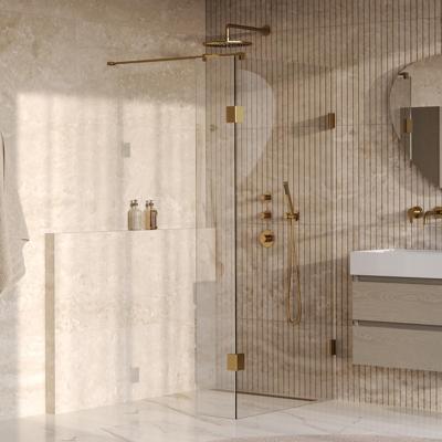 Brauer Void - Inloopdouche - Helder Glas - 100 x 200 cm - met Zijwand 30 cm - incl. Glascoating - PVD Goud Geborsteld