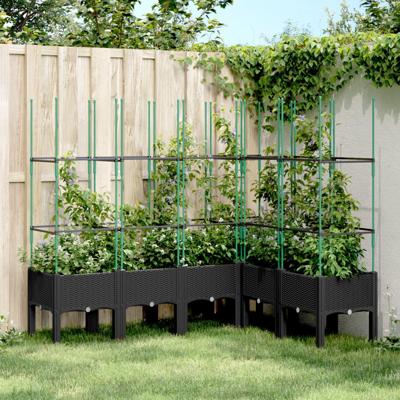 VidaXL Plantenbak met latwerk 160x120x142,5 cm polypropeen zwart