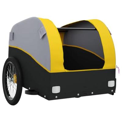 VidaXL Fietstrailer 30 kg ijzer zwart en geel - thumbnail