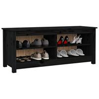 VidaXL Schoenenbank 110x38x45,5 cm massief grenenhout zwart - thumbnail