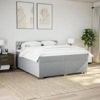 Boxspring met matras stof lichtgrijs 200x200 cm - thumbnail