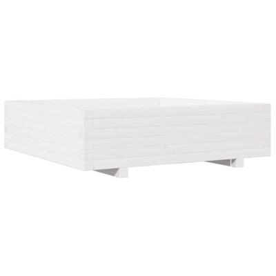 VidaXL Plantenbak 90x90x26,5 cm massief grenenhout wit