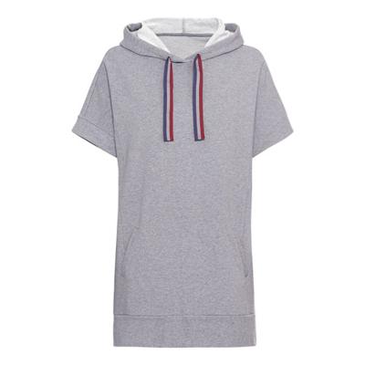 Oversized shirt van bio-katoen met capuchon en tunnelkoordje, grijs-gemêleerd 40/42