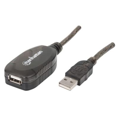 Manhattan 150958 USB-kabel USB 2.0 USB-A stekker, USB-A bus 20.00 m Zwart Manhattan 150958 USB-kabel USB 2.0 USB-A stekker, USB-A bus 20.00 m Zwart