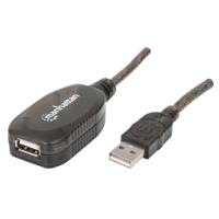 Manhattan USB-kabel USB 2.0 USB-A stekker, USB-A bus 20.00 m Zwart 150958 - thumbnail