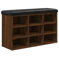Schoenenbank 82x32x50 cm bewerkt hout bruin eikenkleur - thumbnail